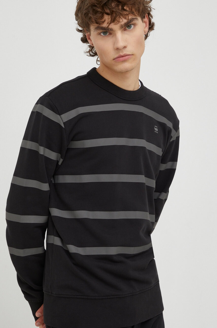 G-Star Raw Памучен суичър в черно с принт - Pepit.bg