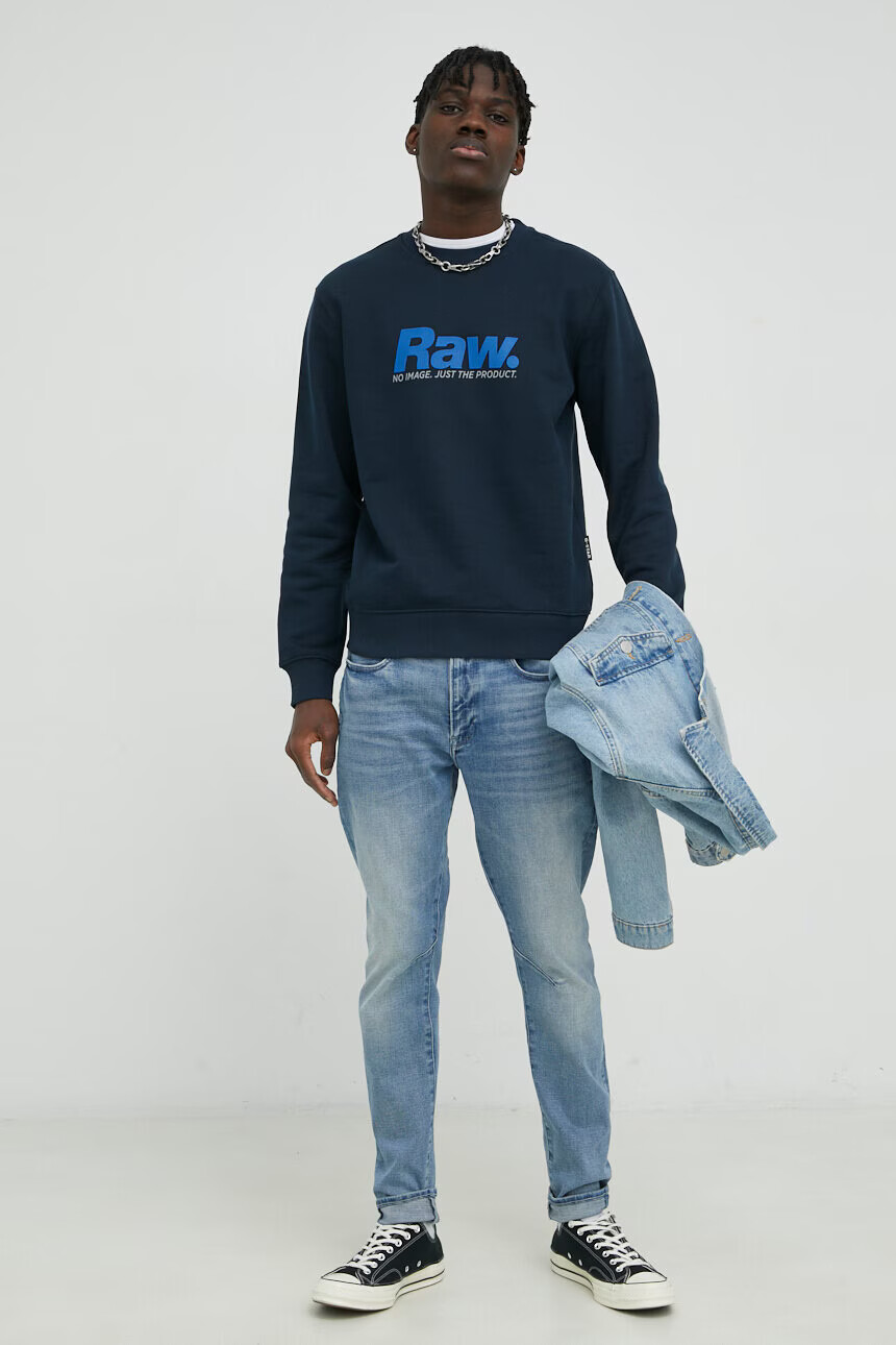 G-Star Raw Памучен суичър в тъмносиньо с принт - Pepit.bg