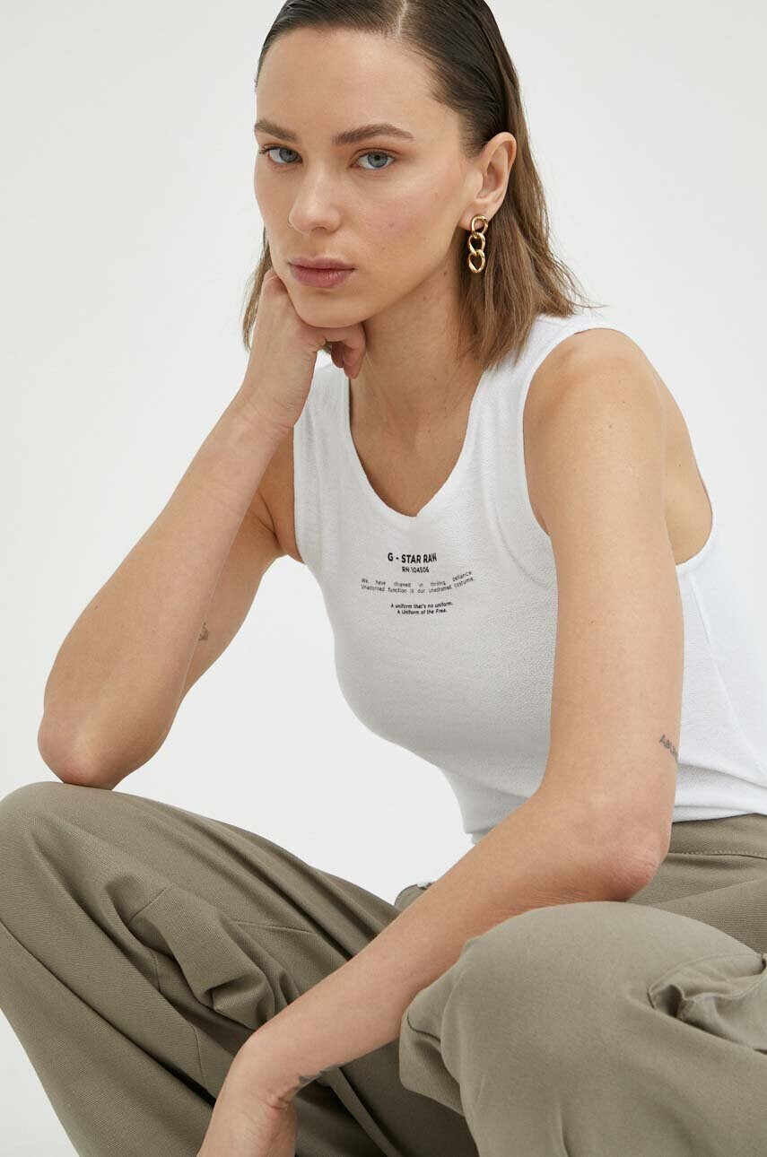 G-Star Raw Памучен топ в бяло - Pepit.bg