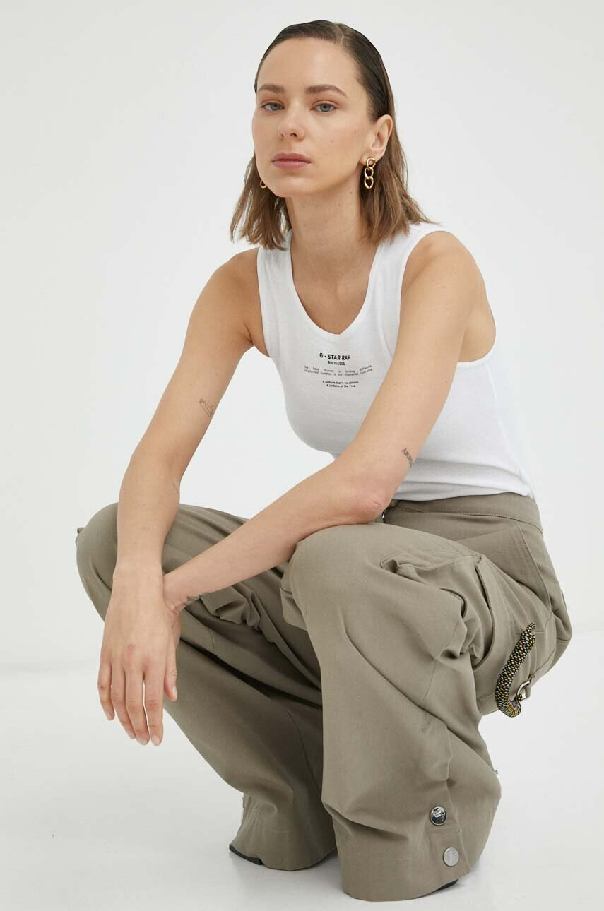 G-Star Raw Памучен топ в бяло - Pepit.bg