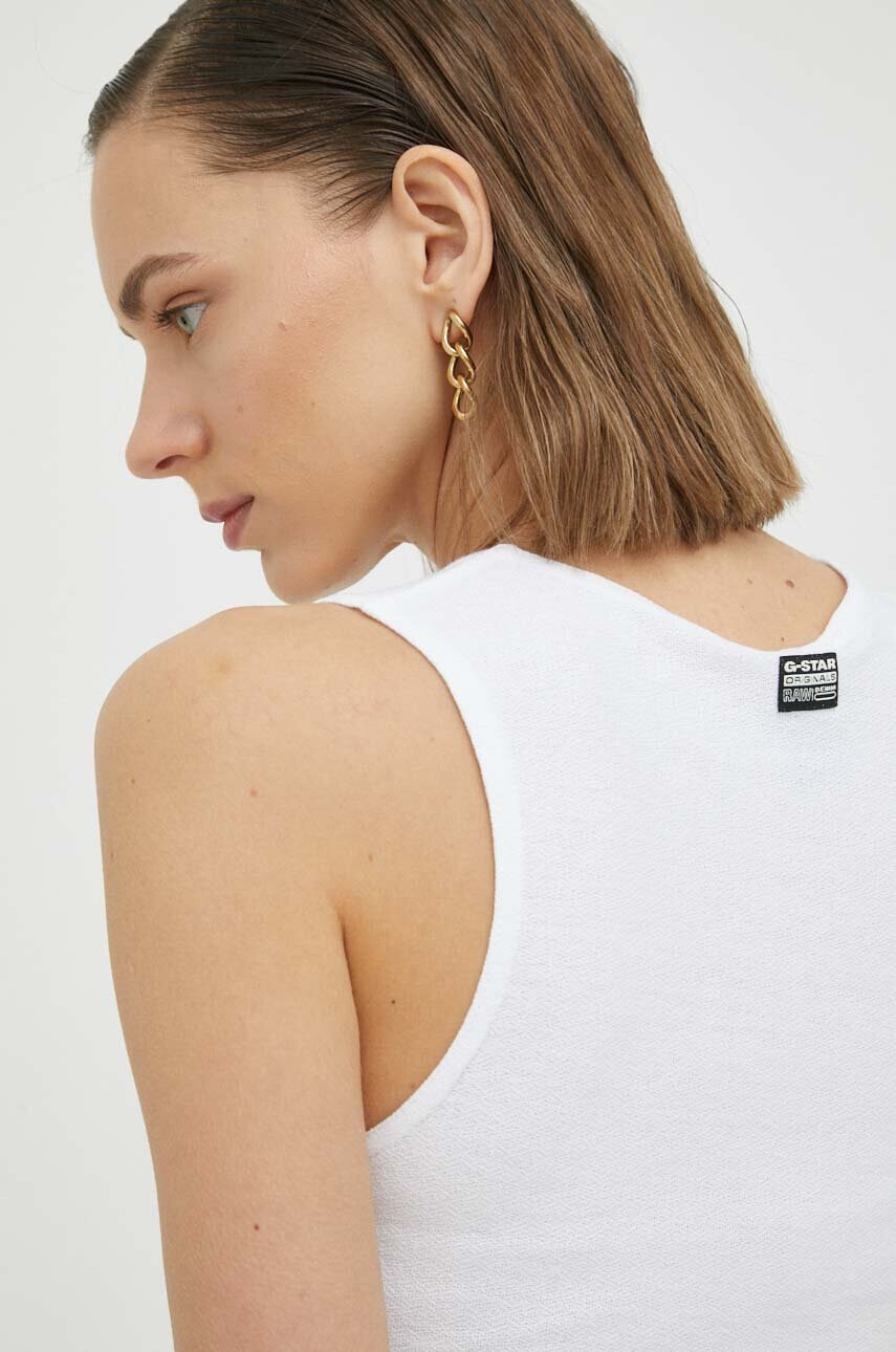 G-Star Raw Памучен топ в бяло - Pepit.bg