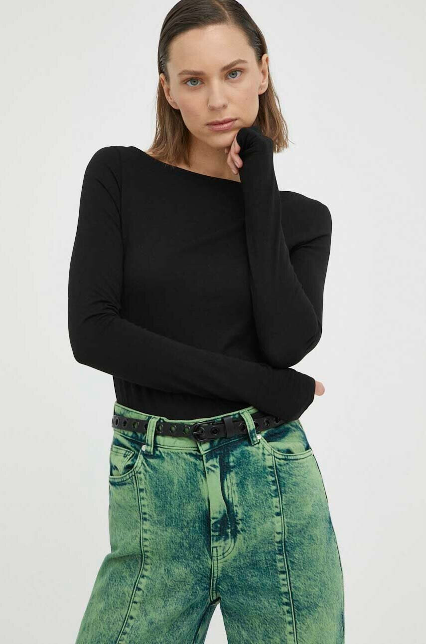 G-Star Raw Памучна блуза с дълги ръкави в черно - Pepit.bg