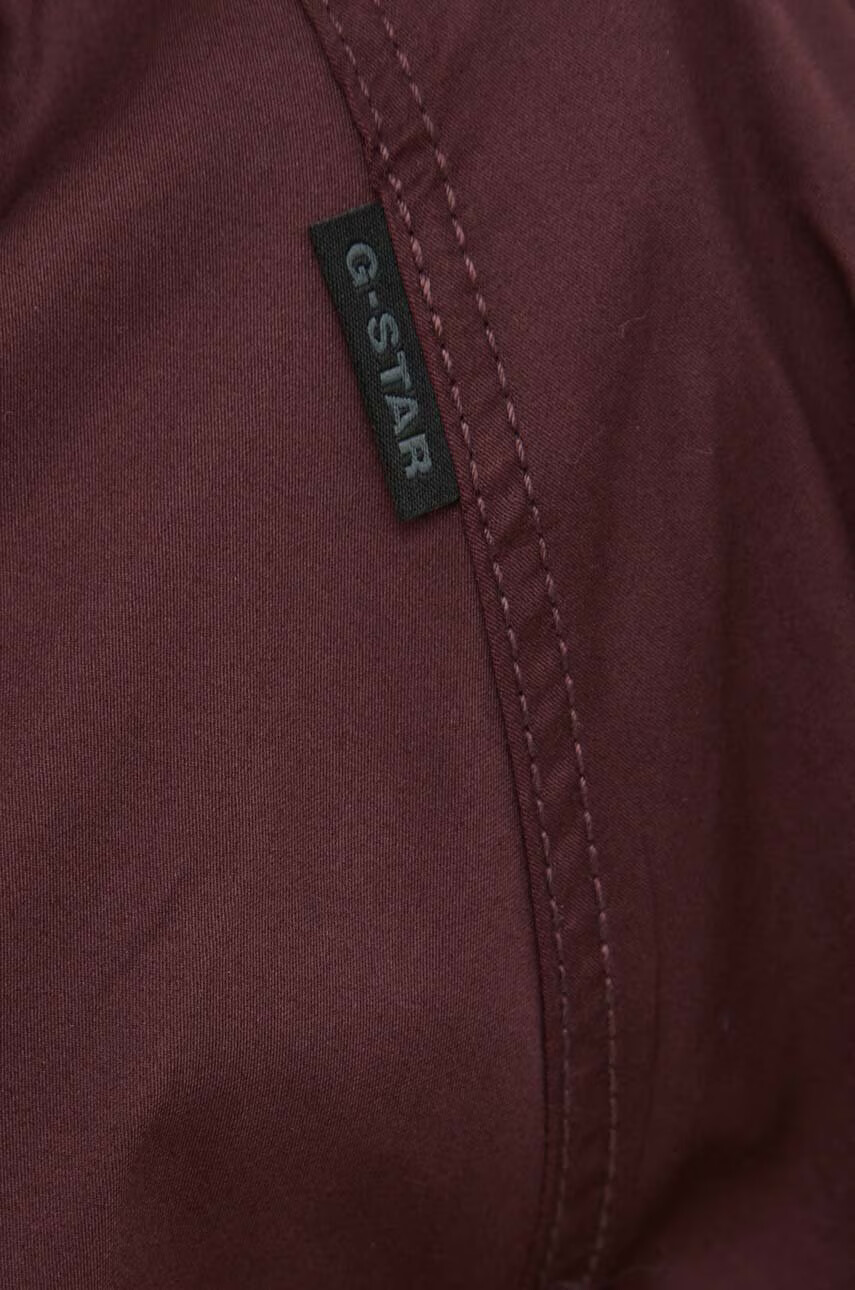 G-Star Raw Памучна рокля в бордо къс модел със стандартна кройка - Pepit.bg