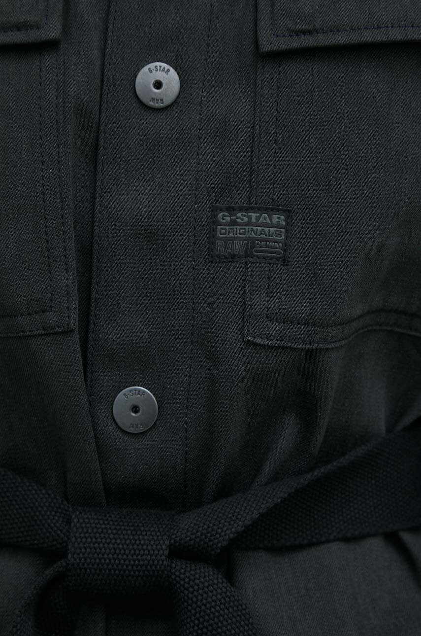G-Star Raw Памучна рокля в черно къс модел с уголемена кройка - Pepit.bg