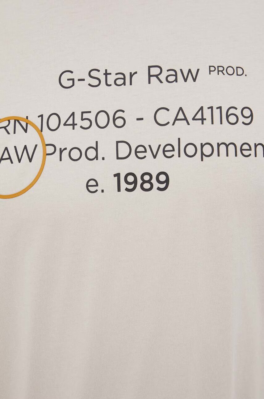 G-Star Raw Памучна тениска в бежово с принт - Pepit.bg