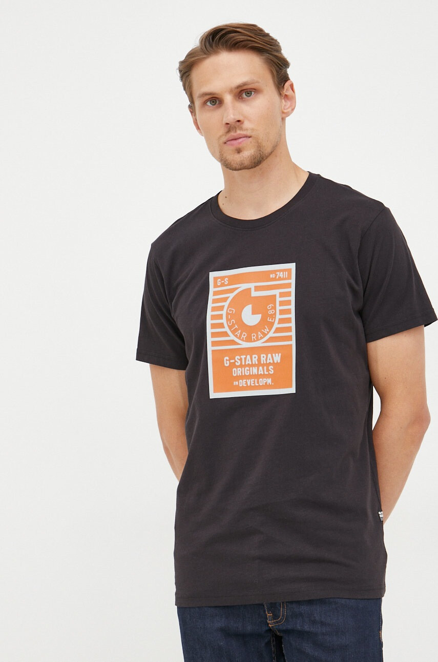 G-Star Raw Памучна тениска в бяло с принт - Pepit.bg