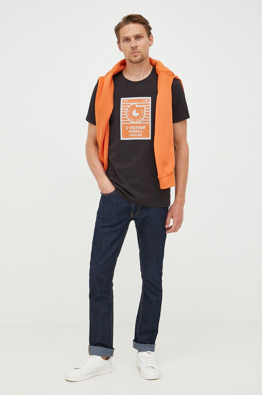 G-Star Raw Памучна тениска в бяло с принт - Pepit.bg