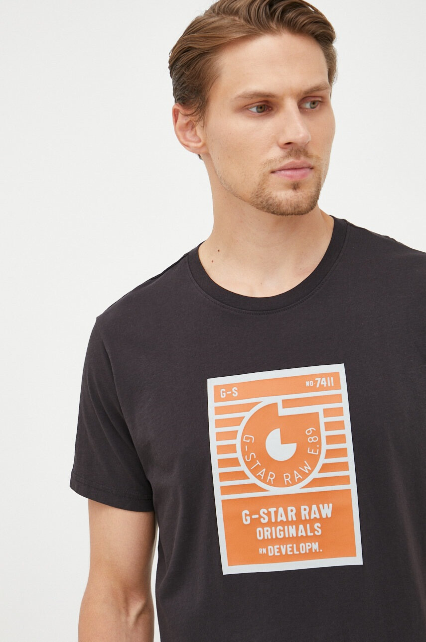 G-Star Raw Памучна тениска в бяло с принт - Pepit.bg