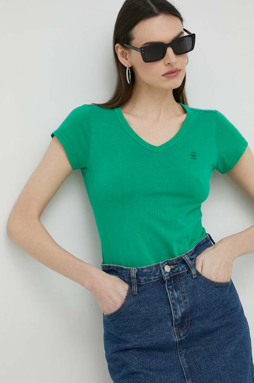 G-Star Raw Памучна тениска в зелено - Pepit.bg
