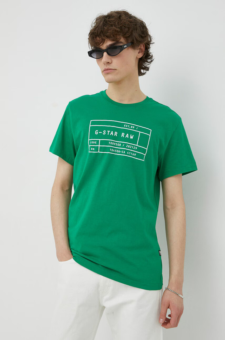 G-Star Raw Памучна тениска (2 броя) в кафяво с принт - Pepit.bg
