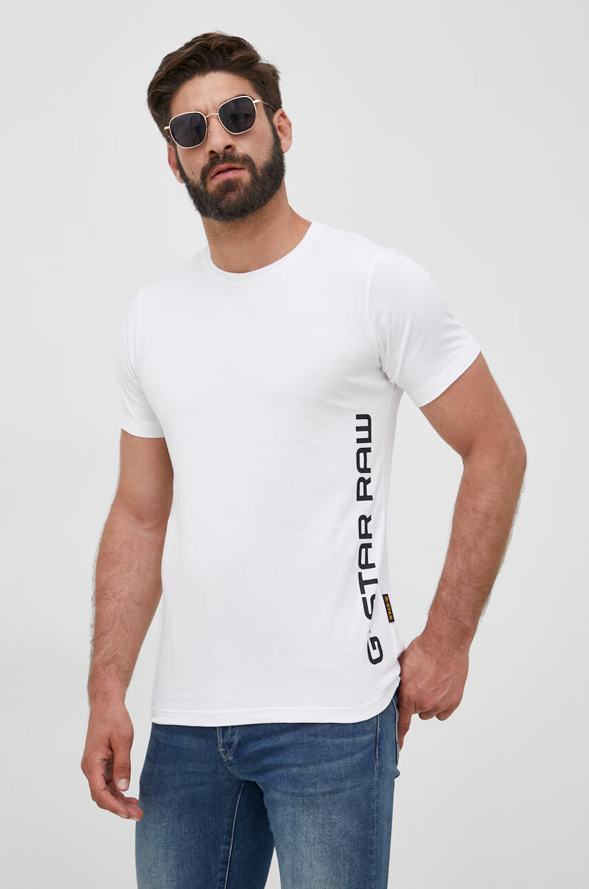 G-Star Raw Памучна тениска в бежово - Pepit.bg