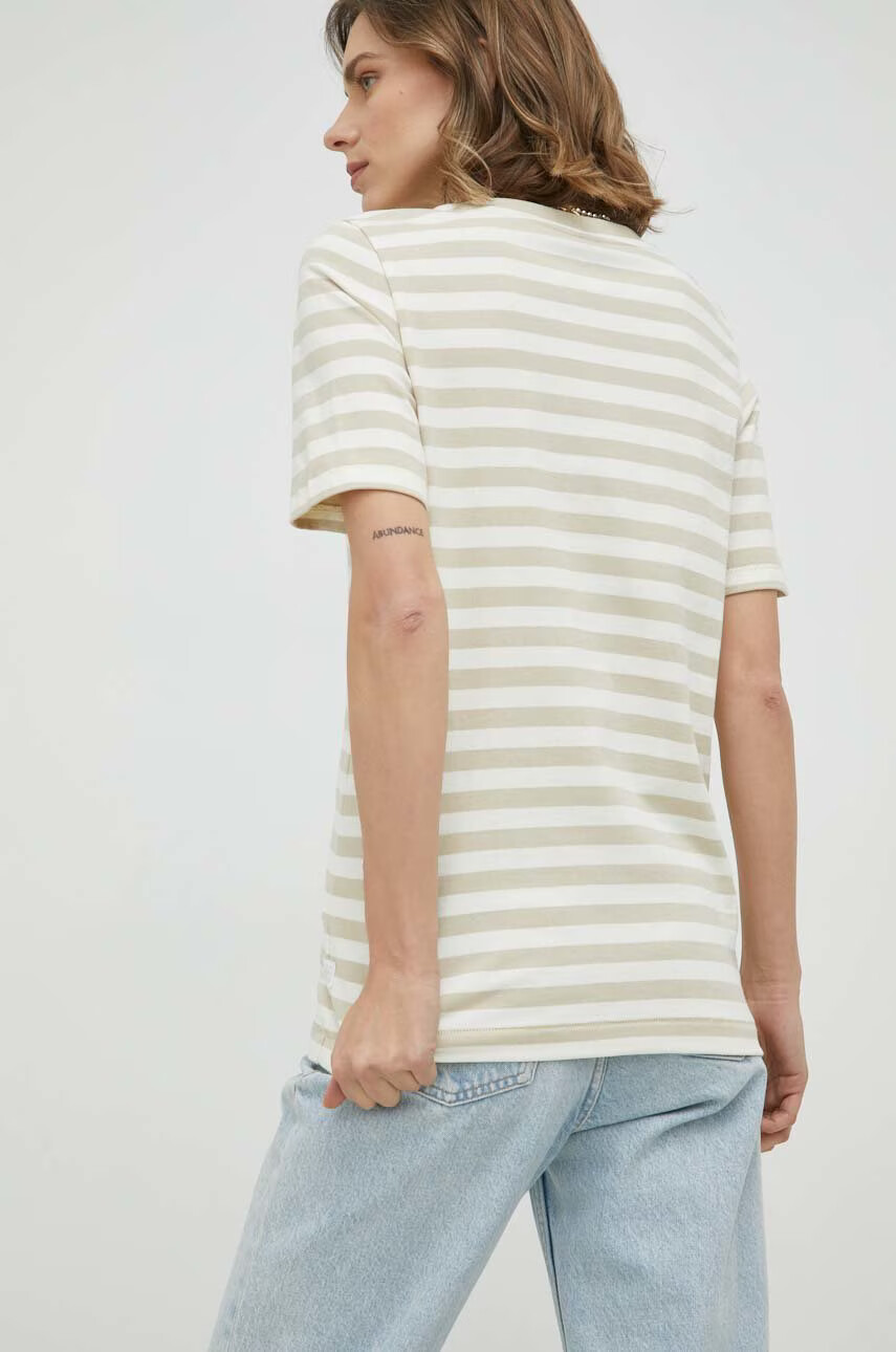 G-Star Raw Памучна тениска в бежово - Pepit.bg