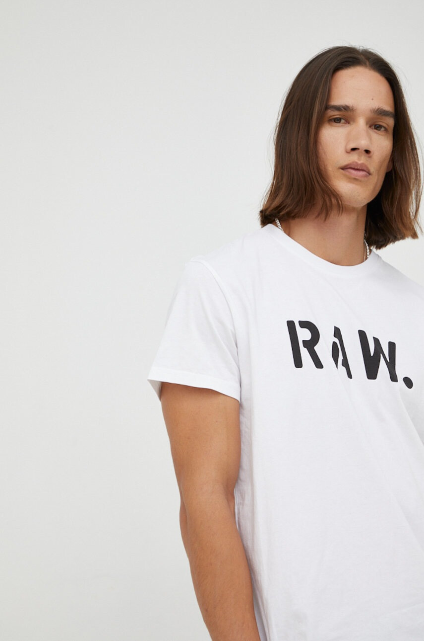 G-Star Raw Памучна тениска в бяло с принт - Pepit.bg