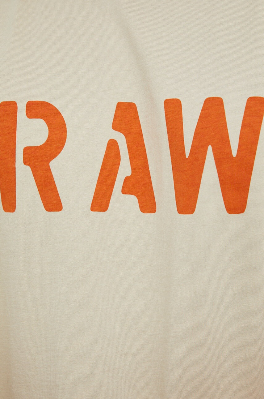 G-Star Raw Памучна тениска в бежово с принт - Pepit.bg