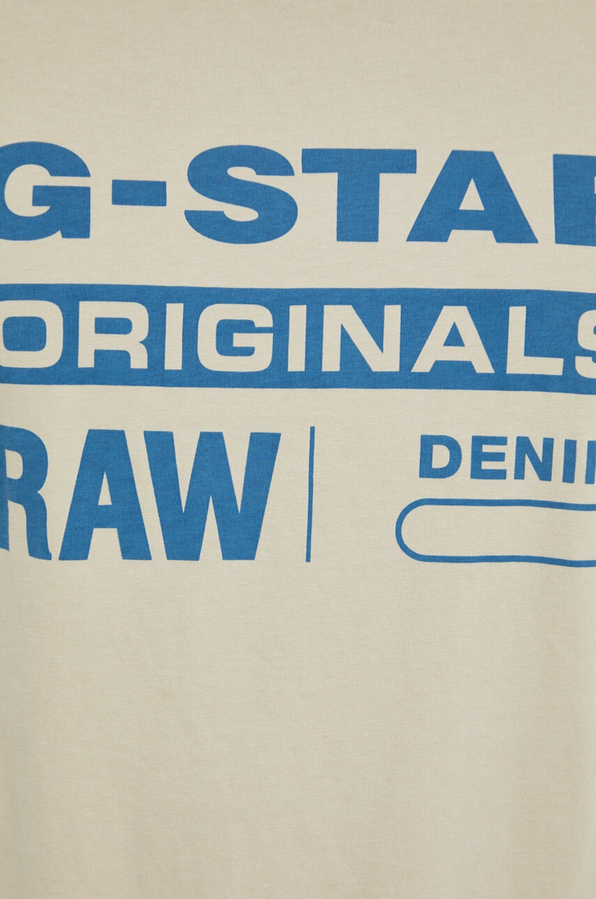 G-Star Raw Памучна тениска в бежово с принт - Pepit.bg