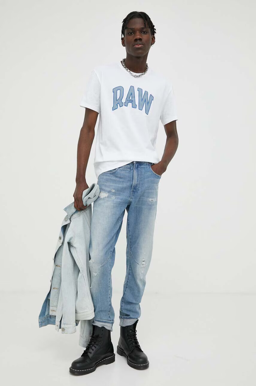 G-Star Raw Памучна тениска в бяло с принт - Pepit.bg