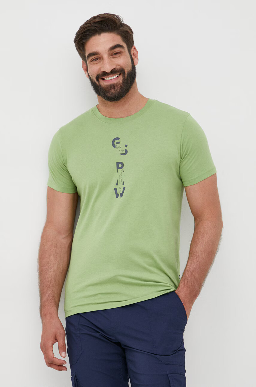 G-Star Raw Памучна тениска в синьо с принт - Pepit.bg