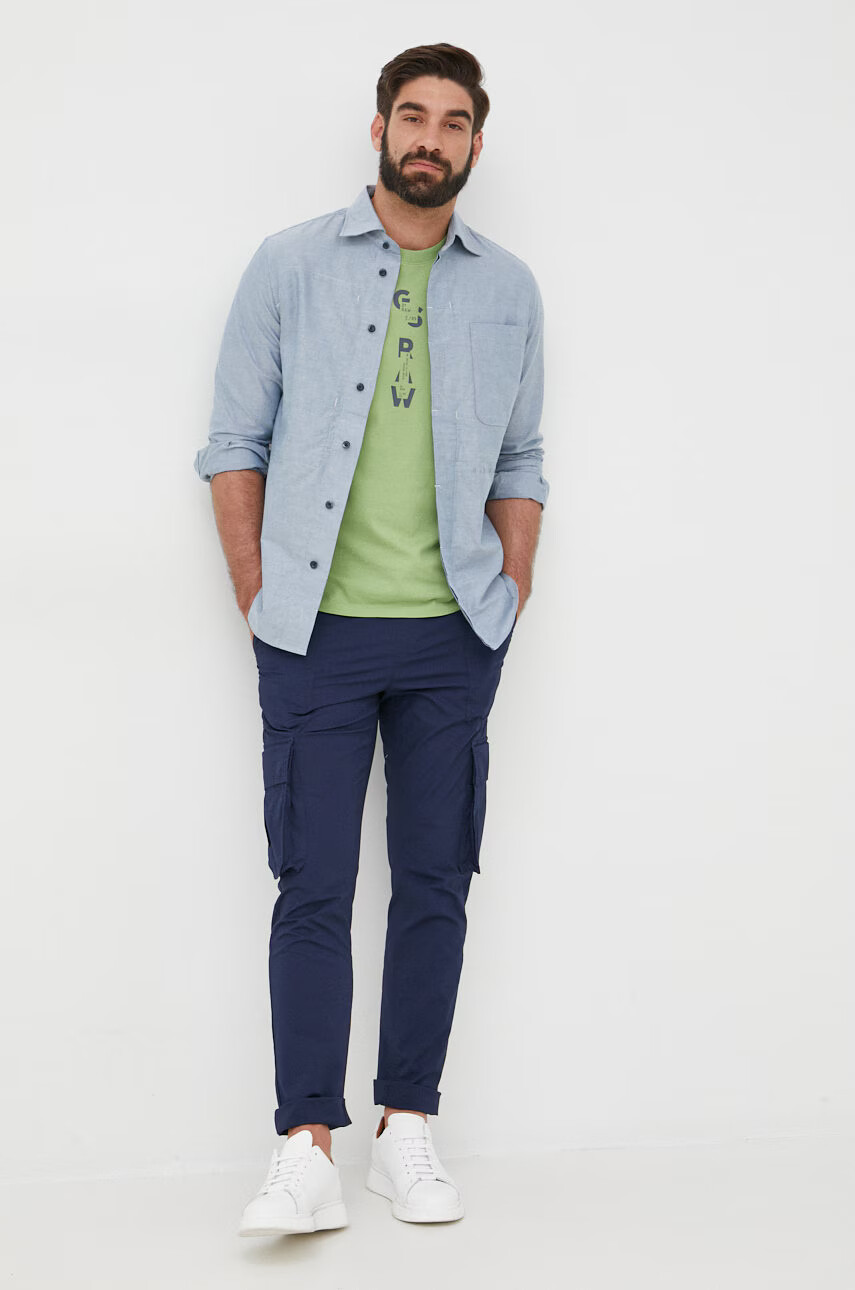 G-Star Raw Памучна тениска в синьо с принт - Pepit.bg