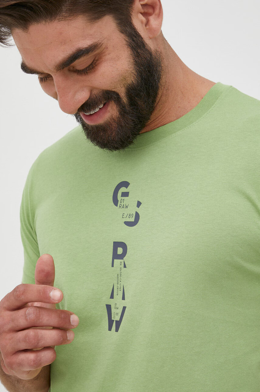 G-Star Raw Памучна тениска в синьо с принт - Pepit.bg