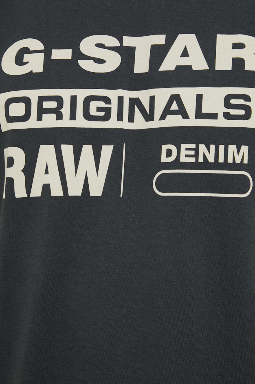 G-Star Raw Памучна тениска в сиво с принт - Pepit.bg