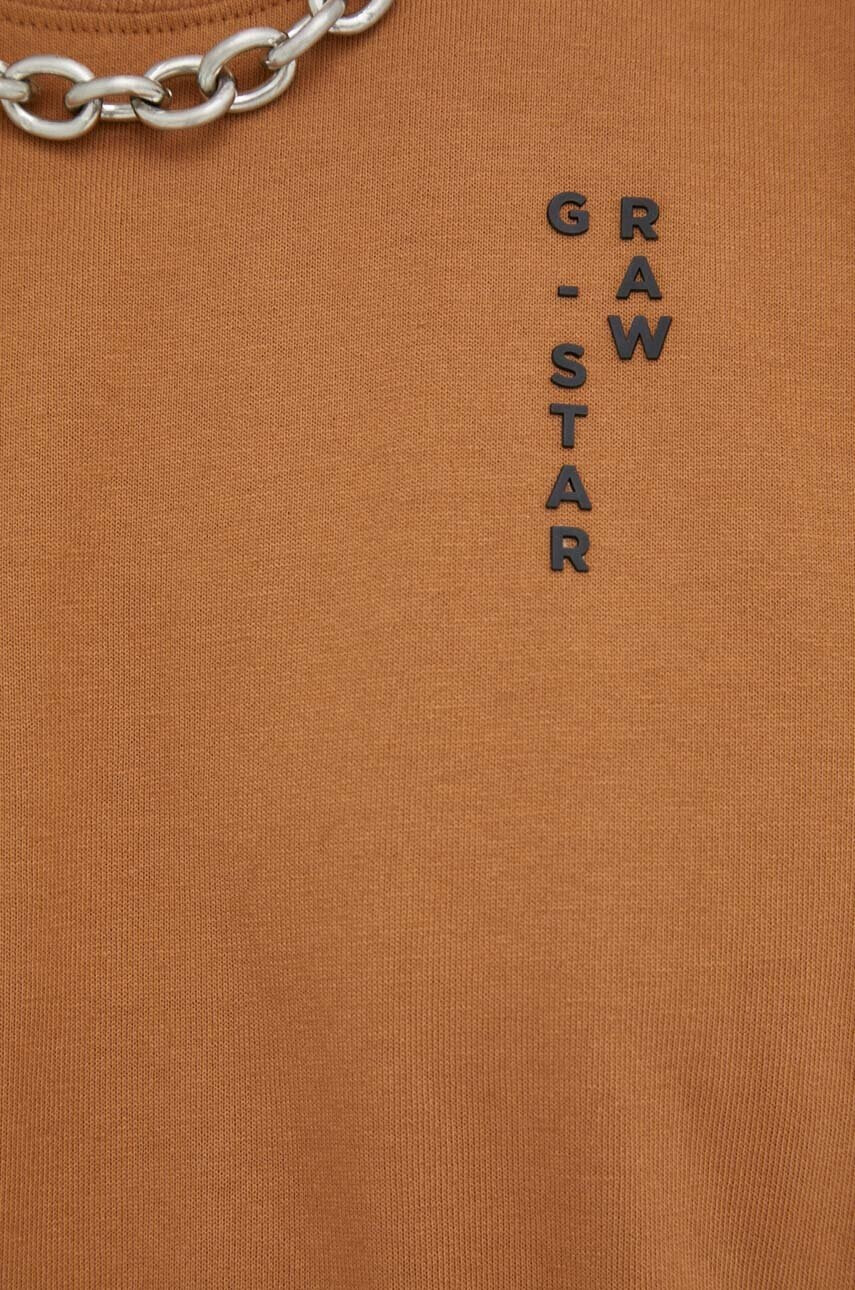 G-Star Raw Памучна тениска в кафяво с принт - Pepit.bg