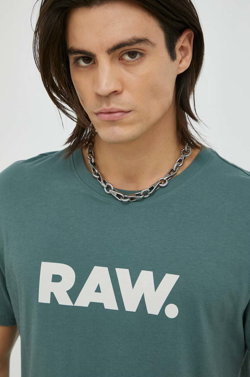 G-Star Raw Памучна тениска в зелено с принт - Pepit.bg