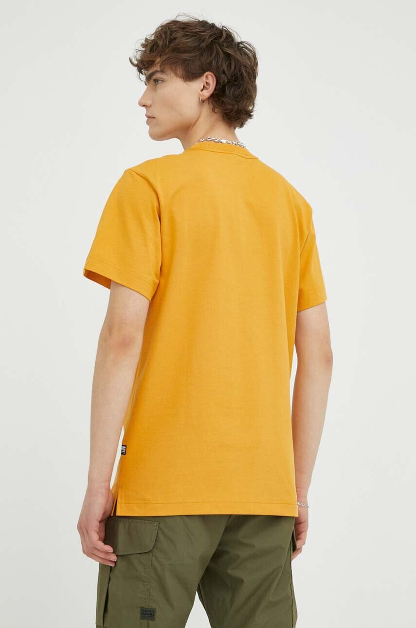 G-Star Raw Памучна тениска в жълто с принт - Pepit.bg