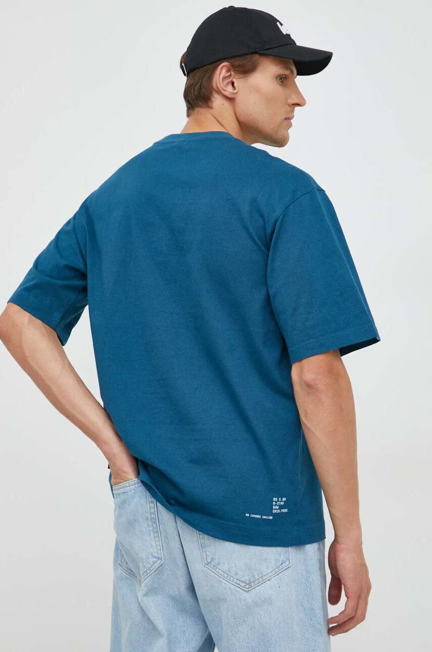 G-Star Raw Памучна тениска в тюркоазено с принт - Pepit.bg