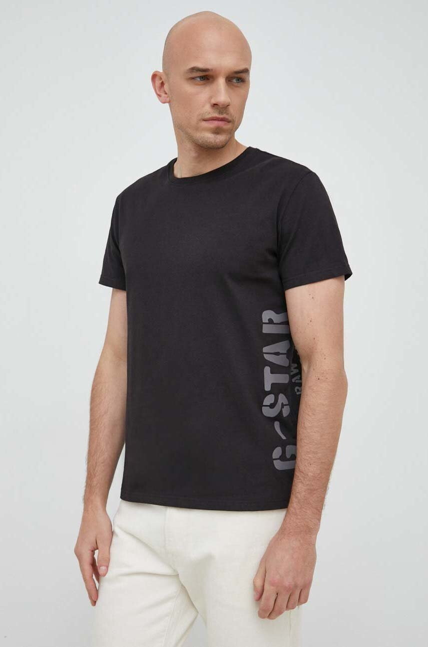 G-Star Raw Памучна тениска в черно с принт - Pepit.bg