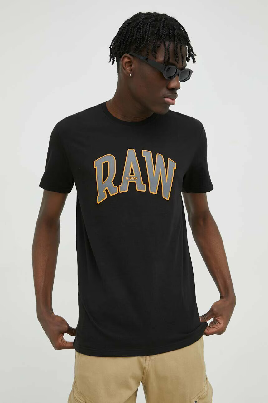 G-Star Raw Памучна тениска в черно с принт - Pepit.bg