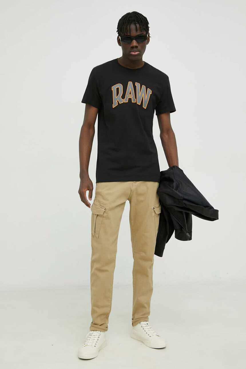 G-Star Raw Памучна тениска в черно с принт - Pepit.bg