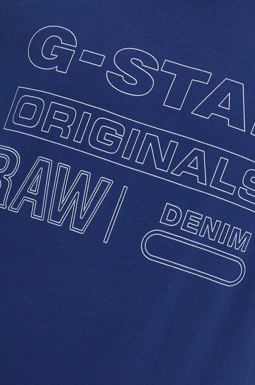 G-Star Raw Памучна тениска в тъмносиньо с принт - Pepit.bg