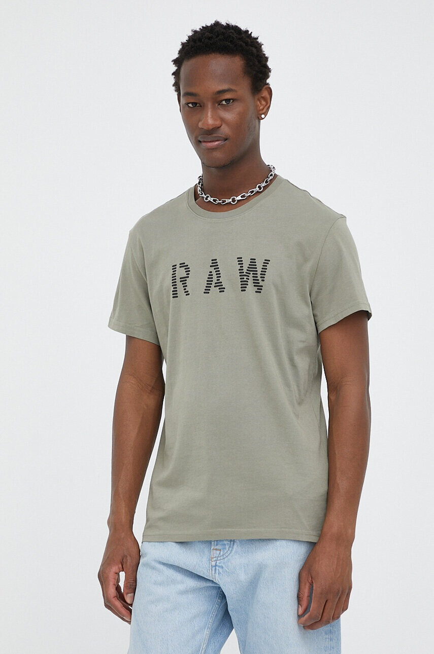 G-Star Raw Памучна тениска в зелено с принт - Pepit.bg