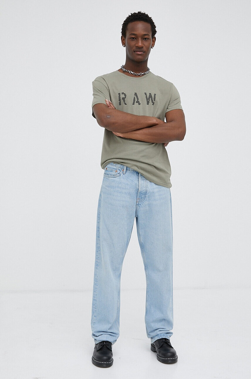 G-Star Raw Памучна тениска в зелено с принт - Pepit.bg