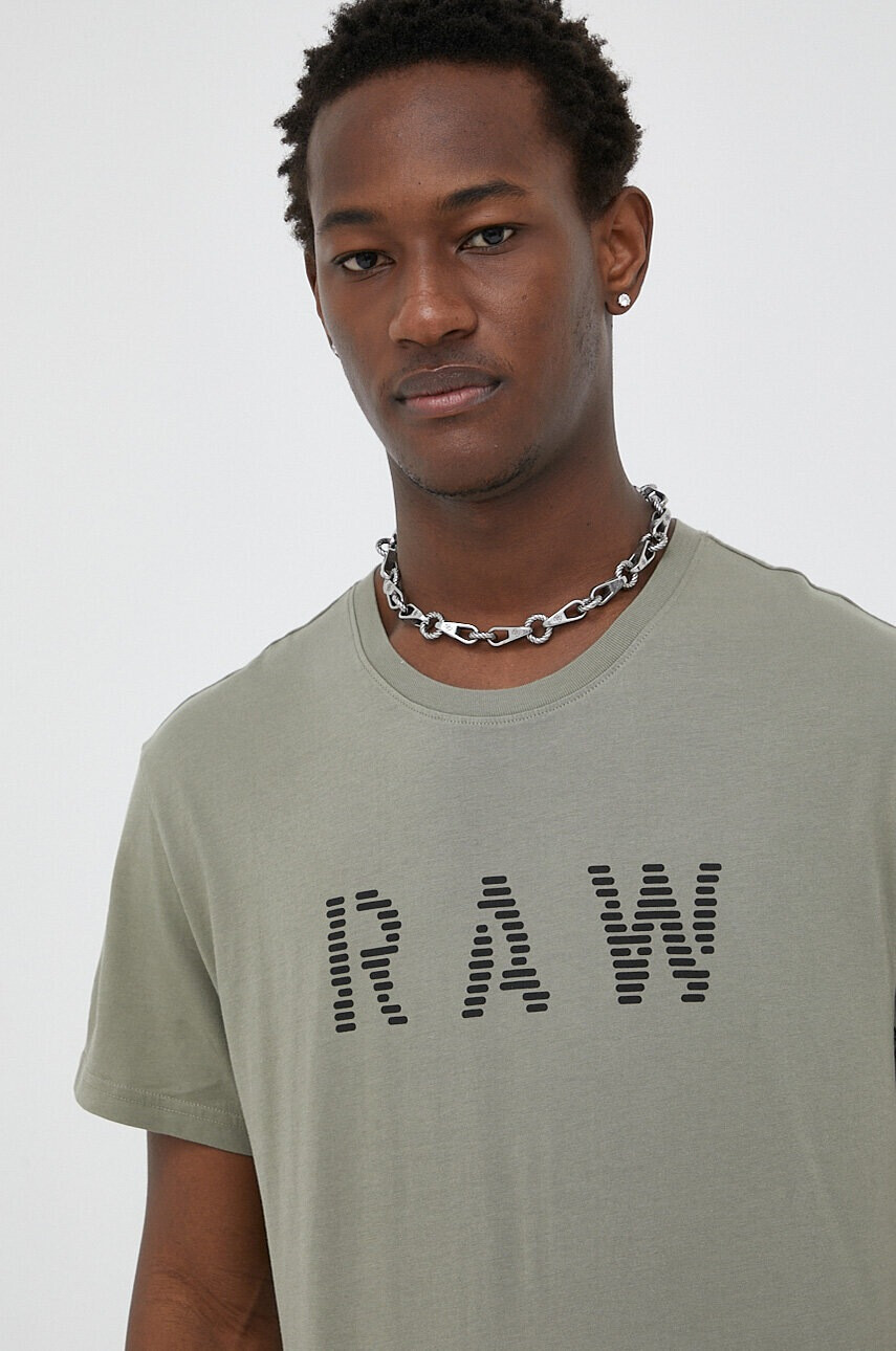 G-Star Raw Памучна тениска в зелено с принт - Pepit.bg