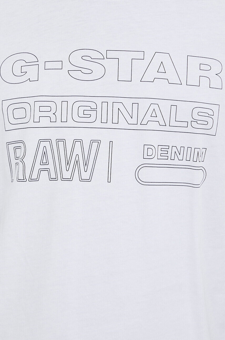 G-Star Raw Памучна тениска в бяло с принт - Pepit.bg
