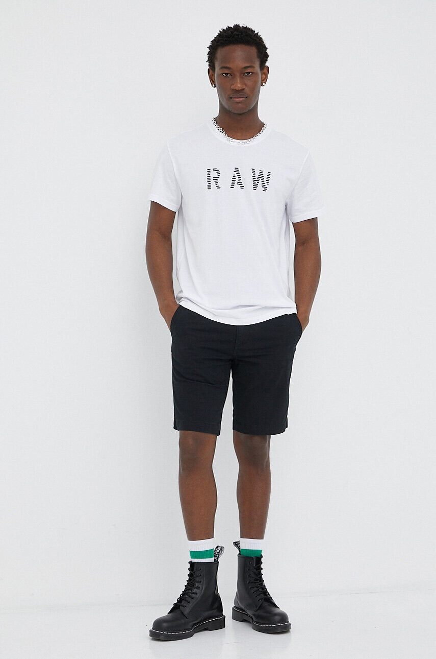 G-Star Raw Памучна тениска в бяло с принт - Pepit.bg