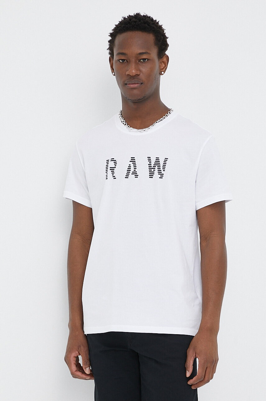 G-Star Raw Памучна тениска в бяло с принт - Pepit.bg
