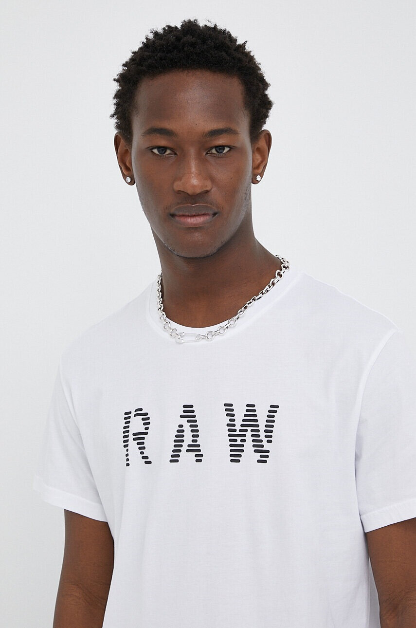 G-Star Raw Памучна тениска в бяло с принт - Pepit.bg