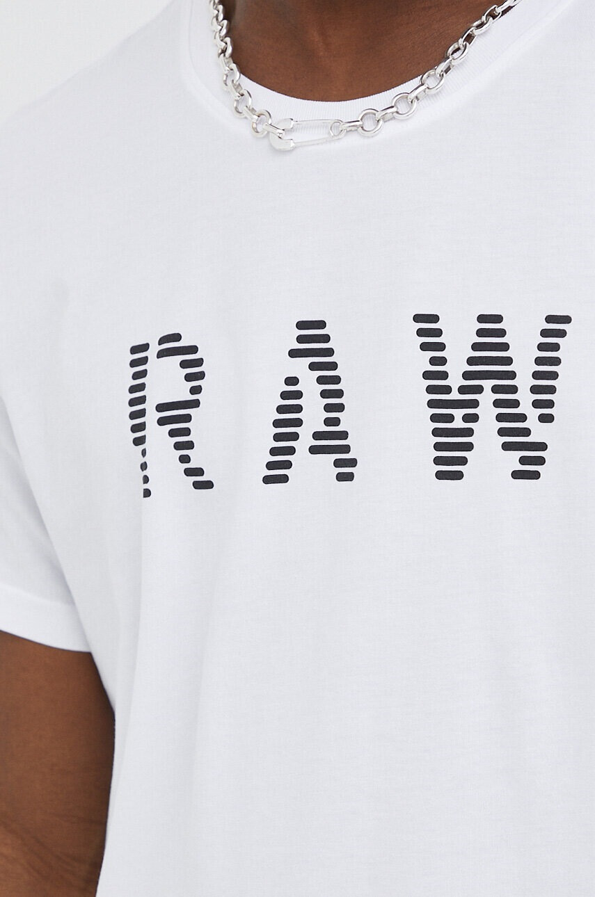G-Star Raw Памучна тениска в бяло с принт - Pepit.bg
