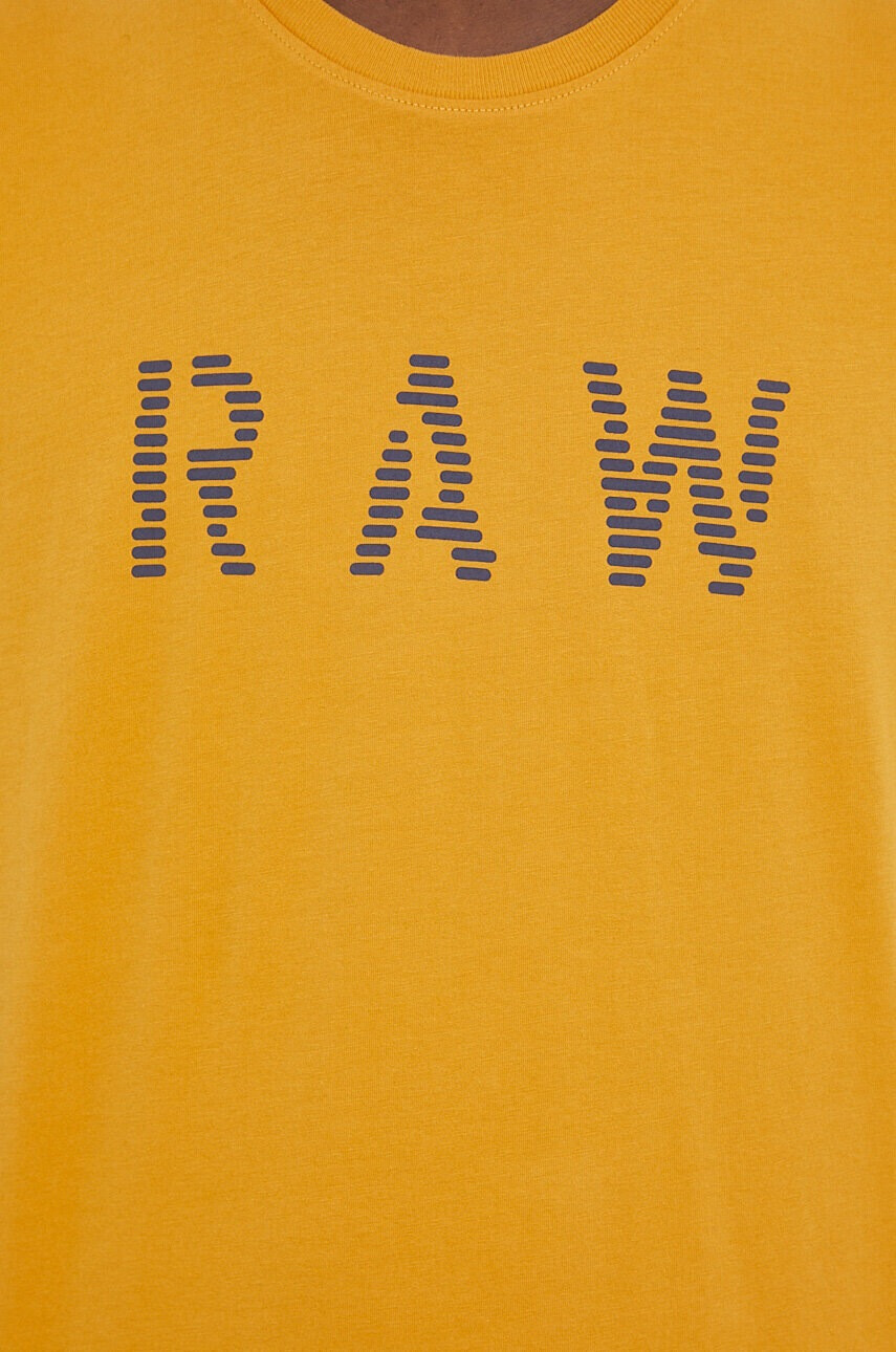 G-Star Raw Памучна тениска в жълто с принт - Pepit.bg