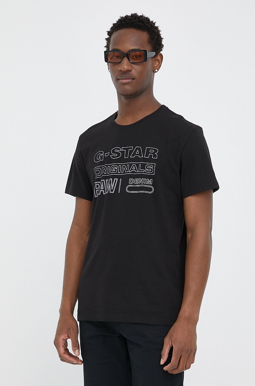 G-Star Raw Памучна тениска в черно с принт - Pepit.bg