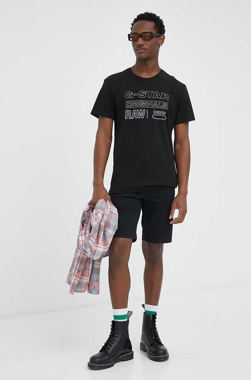 G-Star Raw Памучна тениска в черно с принт - Pepit.bg