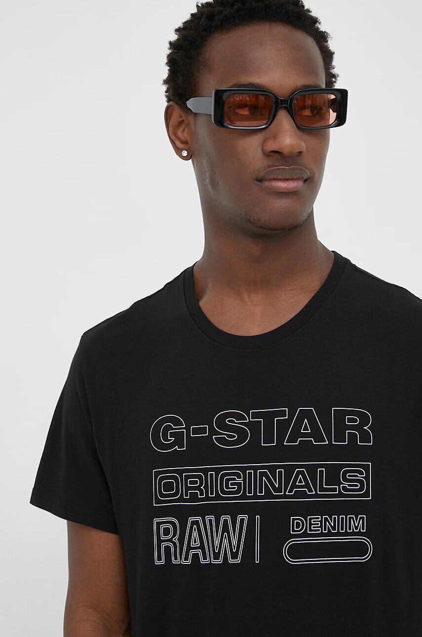 G-Star Raw Памучна тениска в черно с принт - Pepit.bg