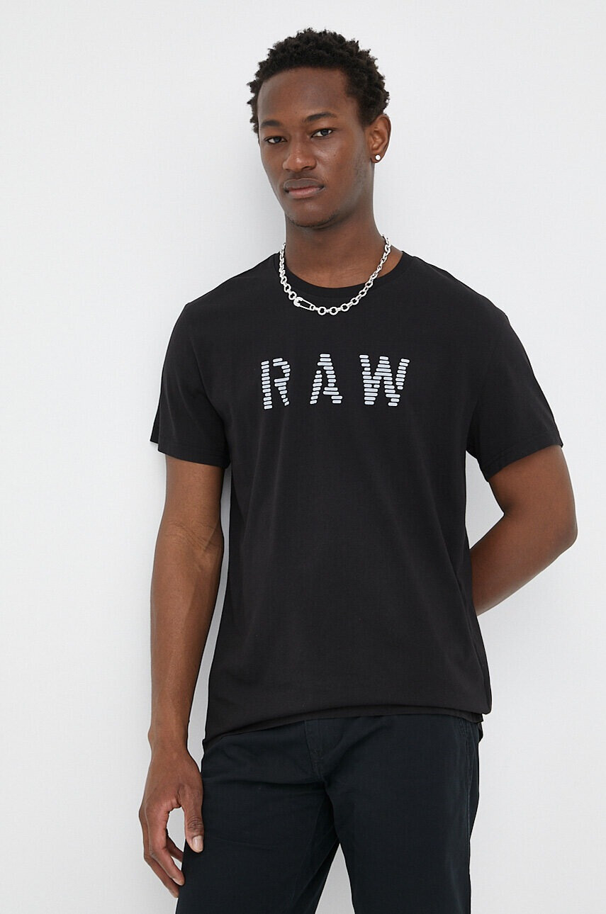 G-Star Raw Памучна тениска в черно с принт - Pepit.bg