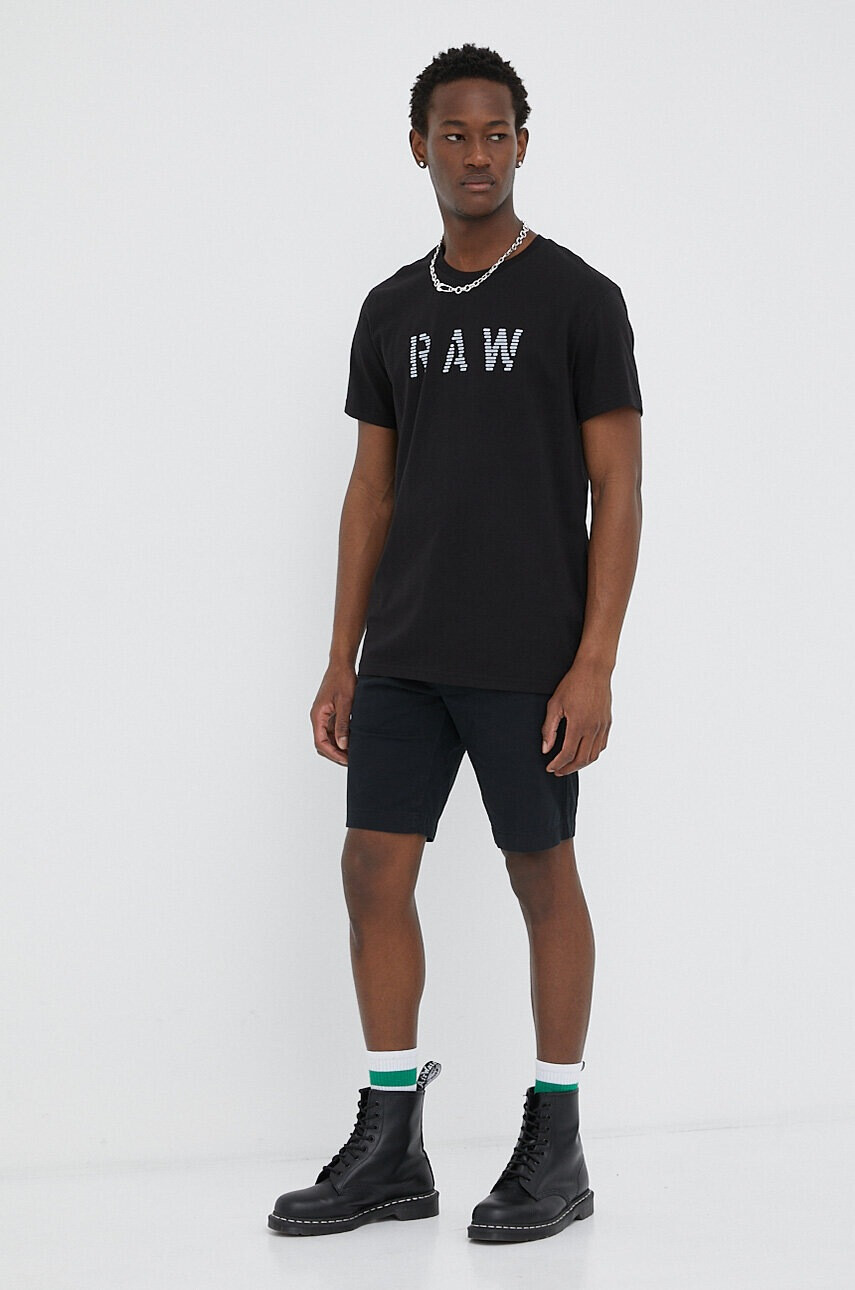 G-Star Raw Памучна тениска в черно с принт - Pepit.bg