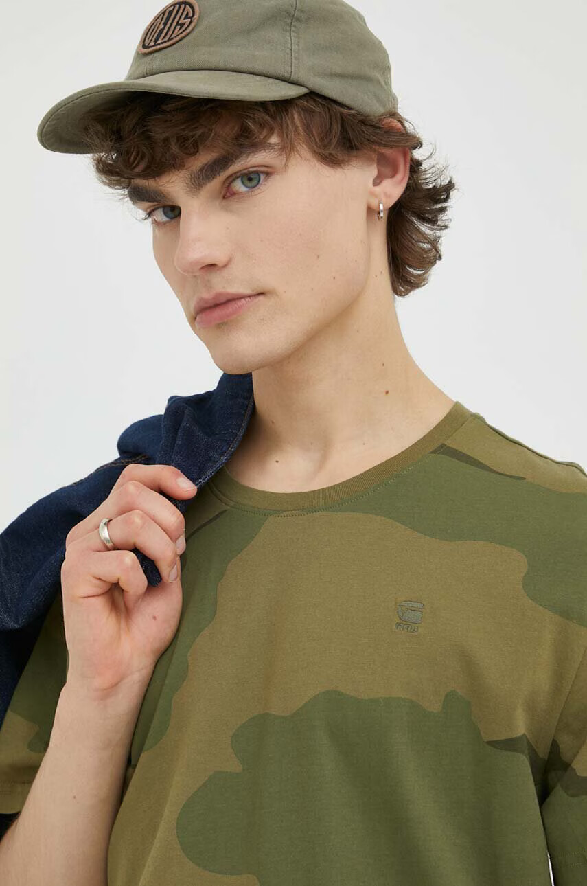 G-Star Raw Памучна тениска в зелено с десен - Pepit.bg