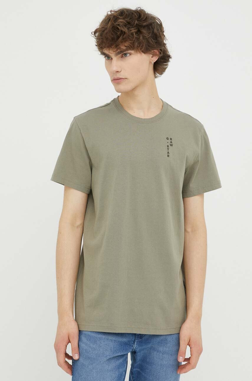 G-Star Raw Памучна тениска в зелено с принт - Pepit.bg