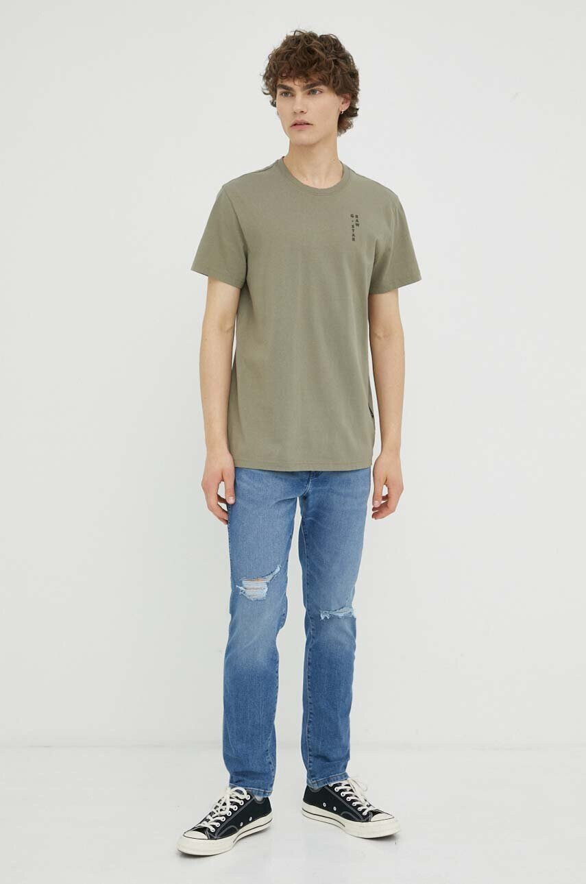G-Star Raw Памучна тениска в зелено с принт - Pepit.bg