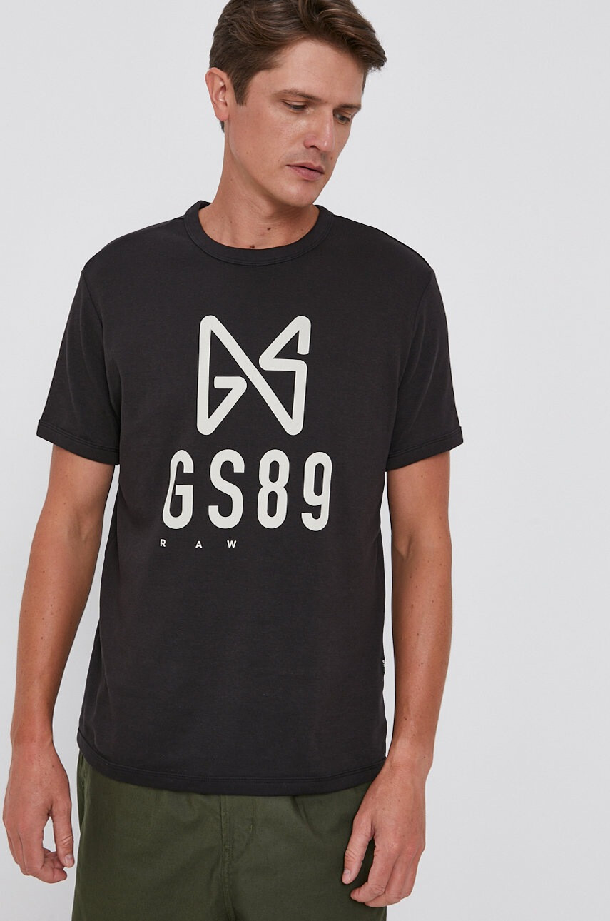 G-Star Raw Памучна тениска в черно с принт - Pepit.bg